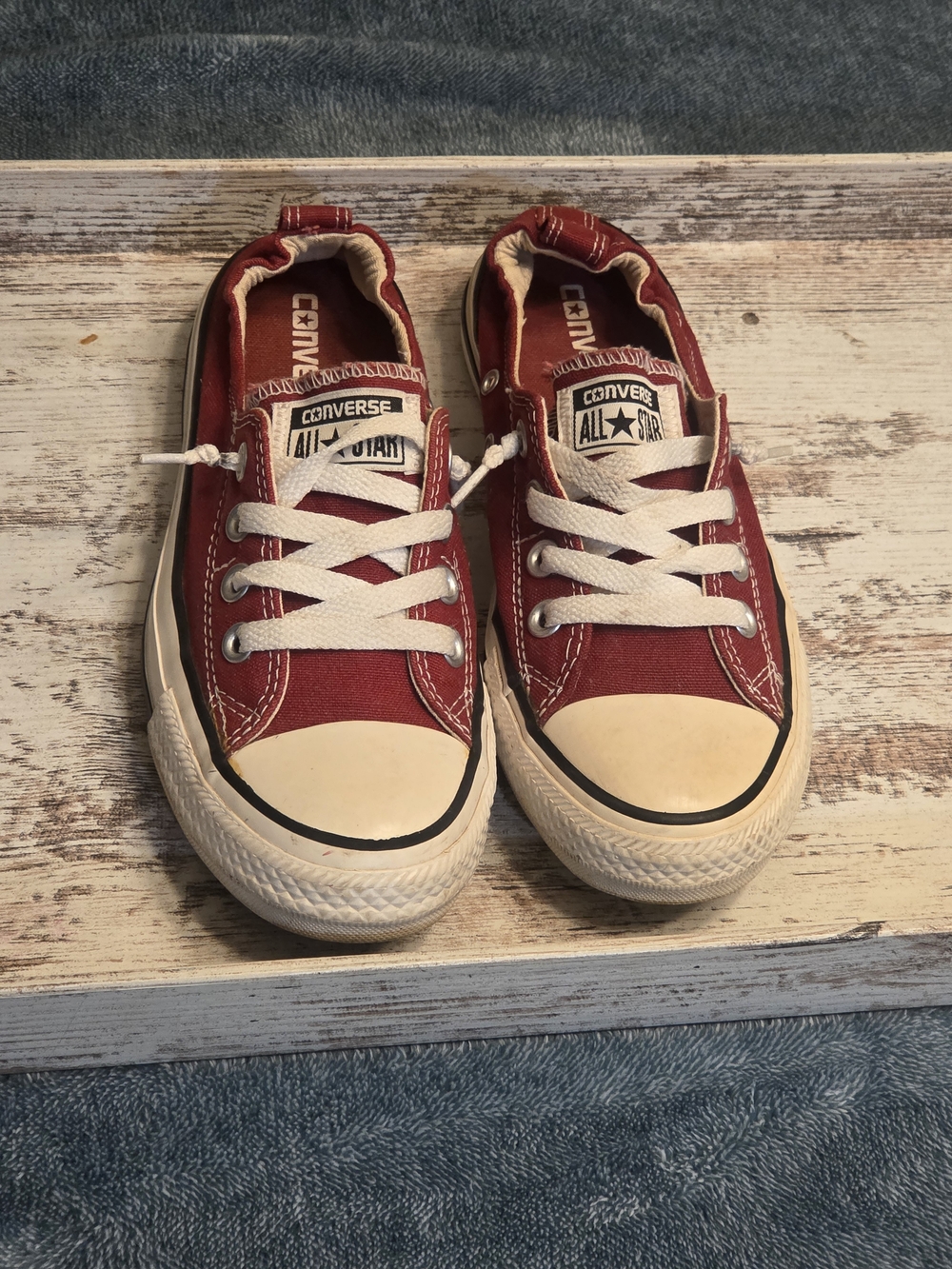 Converse Women's Maroon Low Top Chuck Taylors with White Laces